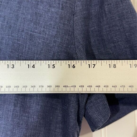 Vintage Maggy London Navy Linen Blend Button Front Midi Dress 8 Cottagecore - Picture 3 of 6